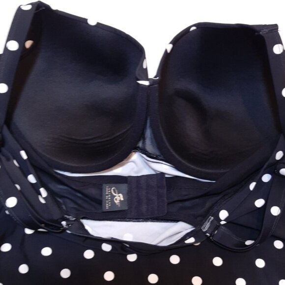 Sea Swimwear Polka Dot Tankini Top Pin Up Underwire 44DDD Bra A-Line Swing - Picture 7 of 12